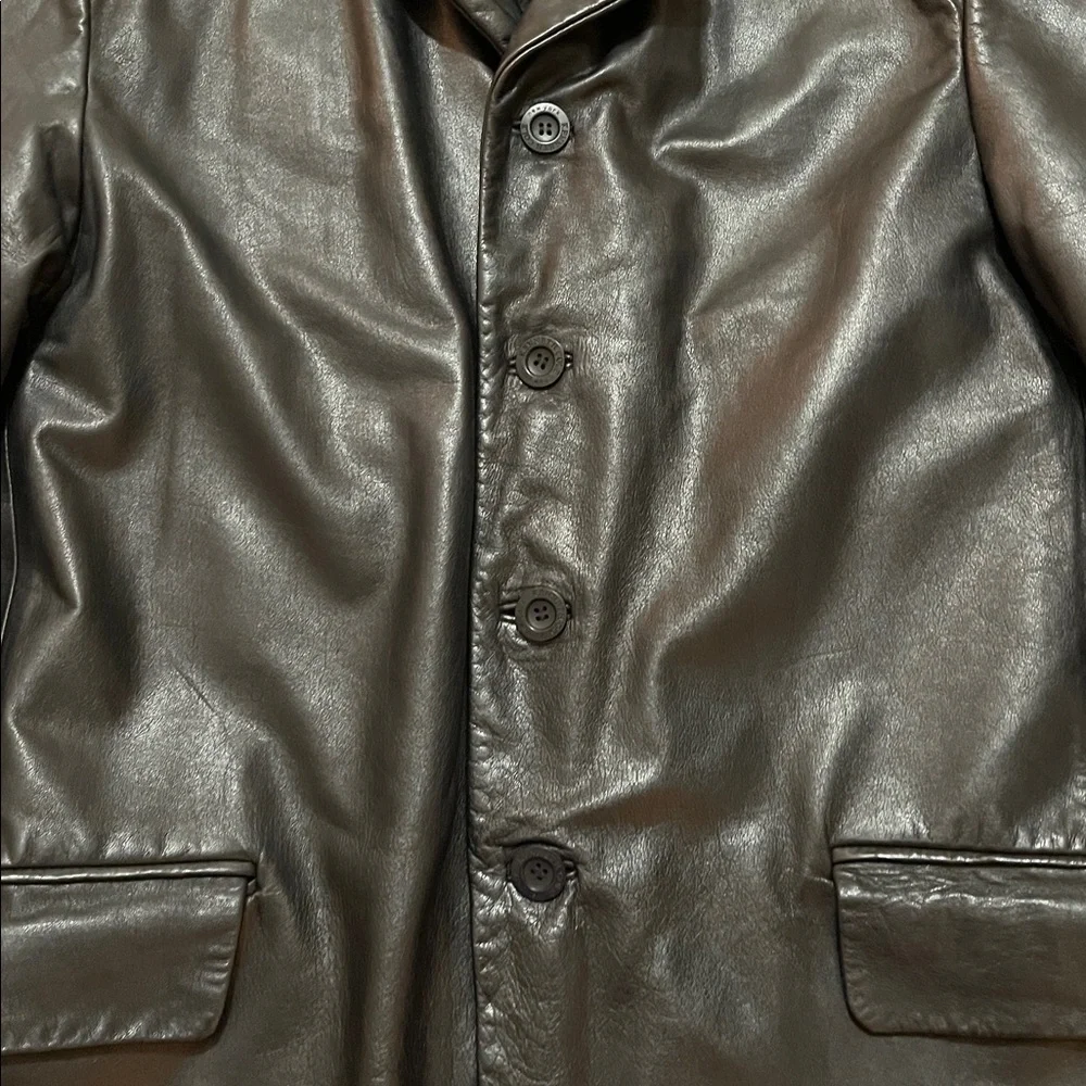 Kenneth Cole New York Black Leather Coat